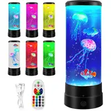 BORDEAG Quallen Lampe, Quallen Lavalampe Mit 17 Farben 4 Lichtmodi Fernbedienung, Jellyfish Lamp, Quallen Aquarium Lampe, Lavalampe, Fantasy Quallen Lavalampe Für Büro Zuhause Deko