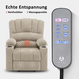 MCombo Fernsehsessel 7102 Stoff 0 x 0 x 0 cm Beige elektrisch mit Aufstehhilfe und Liegefunktion