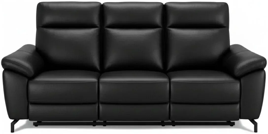 3-Sitzer Relaxsofa Astella Leder Schwarz - Elektrisches Sofa mit Liegefunktion & USB