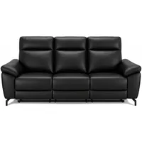 3-Sitzer Relaxsofa Astella Leder Schwarz - Elektrisches Sofa mit Liegefunktion & USB