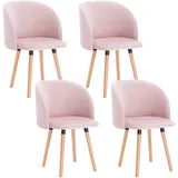 WOLTU Esszimmerstühle 4er Set Küchenstühle Wohnzimmerstühle Polsterstühle, Armlehnstühle mit Rückenlehne, für Esszimmer, Küche, Wohnzimmer, Samt, Gestell aus Massivholz, Rosa, BH121rs-4