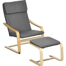 Homcom Relaxsessel mit Fußhocker Polyester 66,5 x 98 x 78 cm Grau