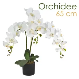 Decovego künstliche Orchidee Kunstblume, Kunstpflanze Modell 7, Kunstblume für Wohn- & Büroräume, Allergikerfreundlich & Pflegeleicht