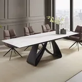 riess-ambiente Ausziehbarer Esstisch INFINITY 180-260cm weiß Keramik Marmor schwarz Metall Esszimmertisch Konferenztisch Tisch - Weiß