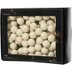 144 Glaskugeln am Draht 2,5cm Weihnachtskugeln Spiegelbeeren matt - kleine Dekokugeln Christbaumschmuck Weihnachtsdeko wollweiß