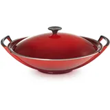 Le Creuset Wok mit Glasdeckel 36 cm, Kirschrot,