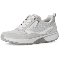 Keilsneaker GABOR ROLLINGSOFT, Damen, Gr. 40, hellgrau, weiß, silberfarben, Textil, Kalbsleder, sportlich, Schuhe, Freizeitschuh, Halbschuh, Schnürschuh mit Wechselfußbett