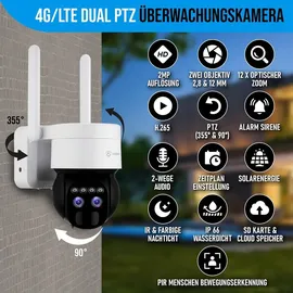LuVision 4G / LTE DUO PTZ Solar Überwachungskamera Weiß