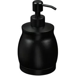 Relaxdays Seifenspender, 390 ml, Edelstahl, nachfüllbar, Seife, Duschgel, Badezimmer, Küche, Handseifenspender, schwarz