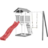 Axi Beach Tower Spielturm Grau Rutsche, Rot. Schaukel/Sandkasten ROT