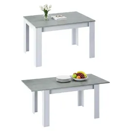 Dmora Midland-Tisch ausziehbar 140/190 x 90 x 78 cm Zement und Weiß