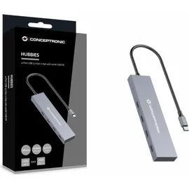 Conceptronic HUBBIES14G 4x USB 3.2 Gen 2 (3.1 Gen 2) Type-C Hub, Grau
