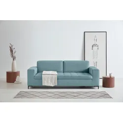 3-Sitzer OTTO PRODUCTS "Grazzo", blau (eisblau), B:218cm H:80cm T:90cm, Struktur (100% recyceltes Polyester), Luxus-Microfaser weich (100% recyceltes Polyester), Sofas, hochwertige Stoffe aus recyceltem Material, Steppung im Sitzbereich