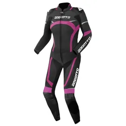 Bogotto Misano 2-Teiler Damen Motorrad Lederkombi, schwarz-pink, Größe 42