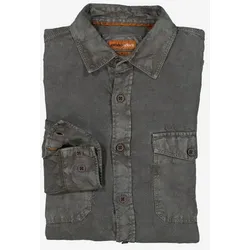 emilio adani Herren Langarm-Hemd uni braun slim fit Kent-Kragen - XXL