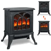 YRHome Kamin Elektrokamin Elektrischer Heizgerät Kaminofen Feuereffekt Heizung Heizer Standkamin1500W Schwarz