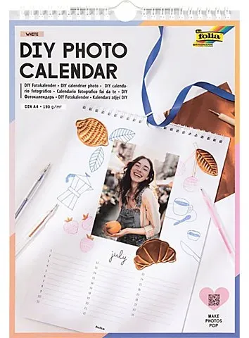 folia Bastel-Dauerkalender, weiß, 21 x 29,7 cm, 1 Stück