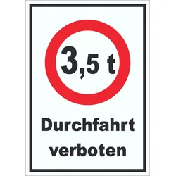 HB-Druck Durchfahrt verboten 3,5 Tonnen Aufkleber A7 (74x105mm)