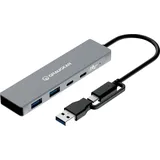 GRAUGEAR 10Gbps USB-HUB 4x USB 3.2, 2x Type-C und 2x Type-A