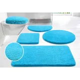 my home Badematte Merida, Badvorleger, Badezimmer Teppich, Höhe 32 mm, rutschhemmend beschichtet, fußbodenheizungsgeeignet, schnell trocknend, strapazierfähig, Kunstfaser, rund, Badteppich, Uni Farben, rechteckig, rund & als 2-tlg. Set erhältlich blau rund | Ø 100 cm x 32 mm