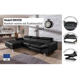 Cotta Ecksofa »Driver L-Form« mit Kopfteilverstellung, wahlweise mit Bettfunktion & Bettkasten, rot