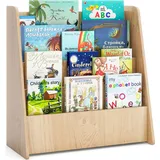 Costway Kinderregal 4 Tier 57,5 x 26,5 x 59 cm Holz natur beige