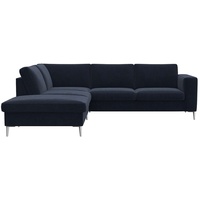 FLEXLUX Ecksofa »Fiore, L-Form«, breite Armlehnen, Füße alufarben, B/T 241/225 cm, Kaltschaum im Sitz blau