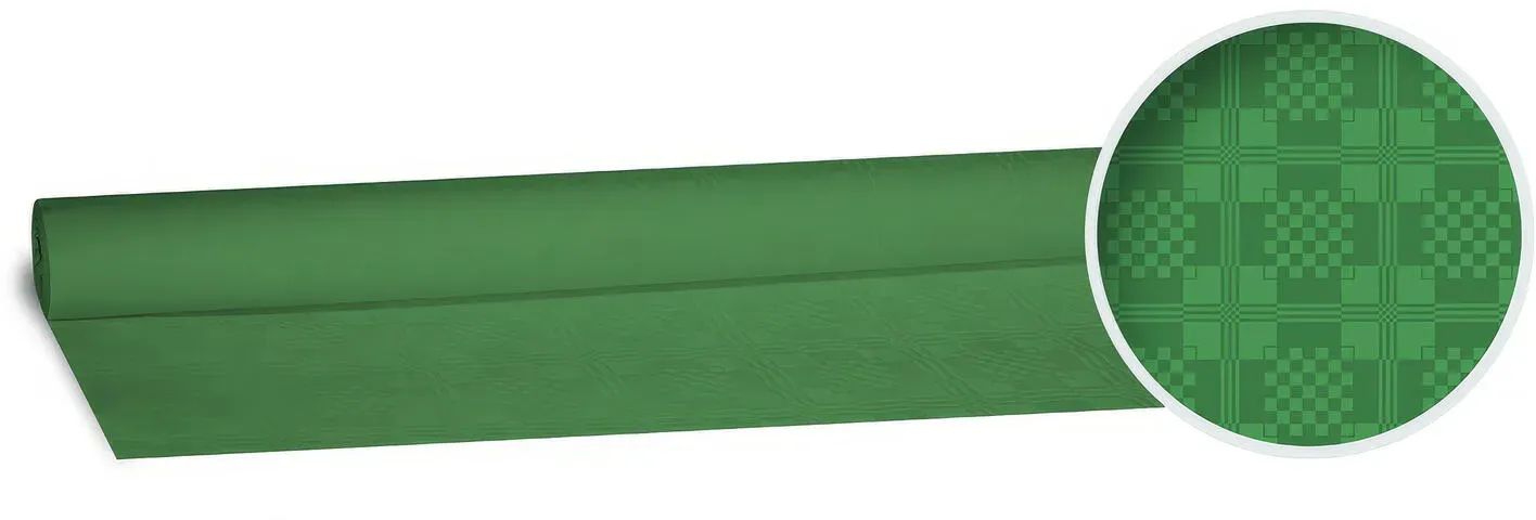 Damasttischdecke Tischtuch aus Papier, gerollt 1,20m x  8m, dunkelgrün