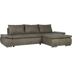 Ecksofa HOME AFFAIRE "Acra L-Form", grau (stone), B:266cm H:83cm T:175cm, 100% Polyester, Sofas, mit Bettfunktion und Bettkasten, in Mattenoptik
