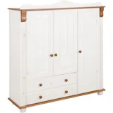 Wäscheschrank HOME AFFAIRE "Adele, Mehrzweckschrank", weiß (weiß, kirschbaumfarben), B:130cm H:135cm T:40cm, Massivholz, Schränke, aus massiver Kiefer, 2-oder 3-türig