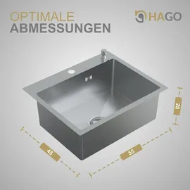Hago Einbauspüle 55 x 45 cm Edelstahl Silber