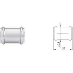 Doppelmuffe MS verchromt, 32x32mm, mit 2 O-Ringen