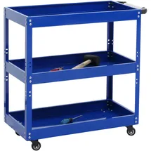 Mendler Werkzeugwagen HWC-M25, Rollwagen Werkstattwagen Transportwagen, Rollen Handgriff 3 Ladeflächen, Stahl 73x73x36cm blau