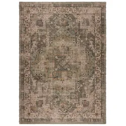Robuster Vintage-Teppich aus Jute & Polyester, ideal für viel genutzte Räume, rutschfest, braun-grün - "Deepe". 120x170 cm   Kadima Design
