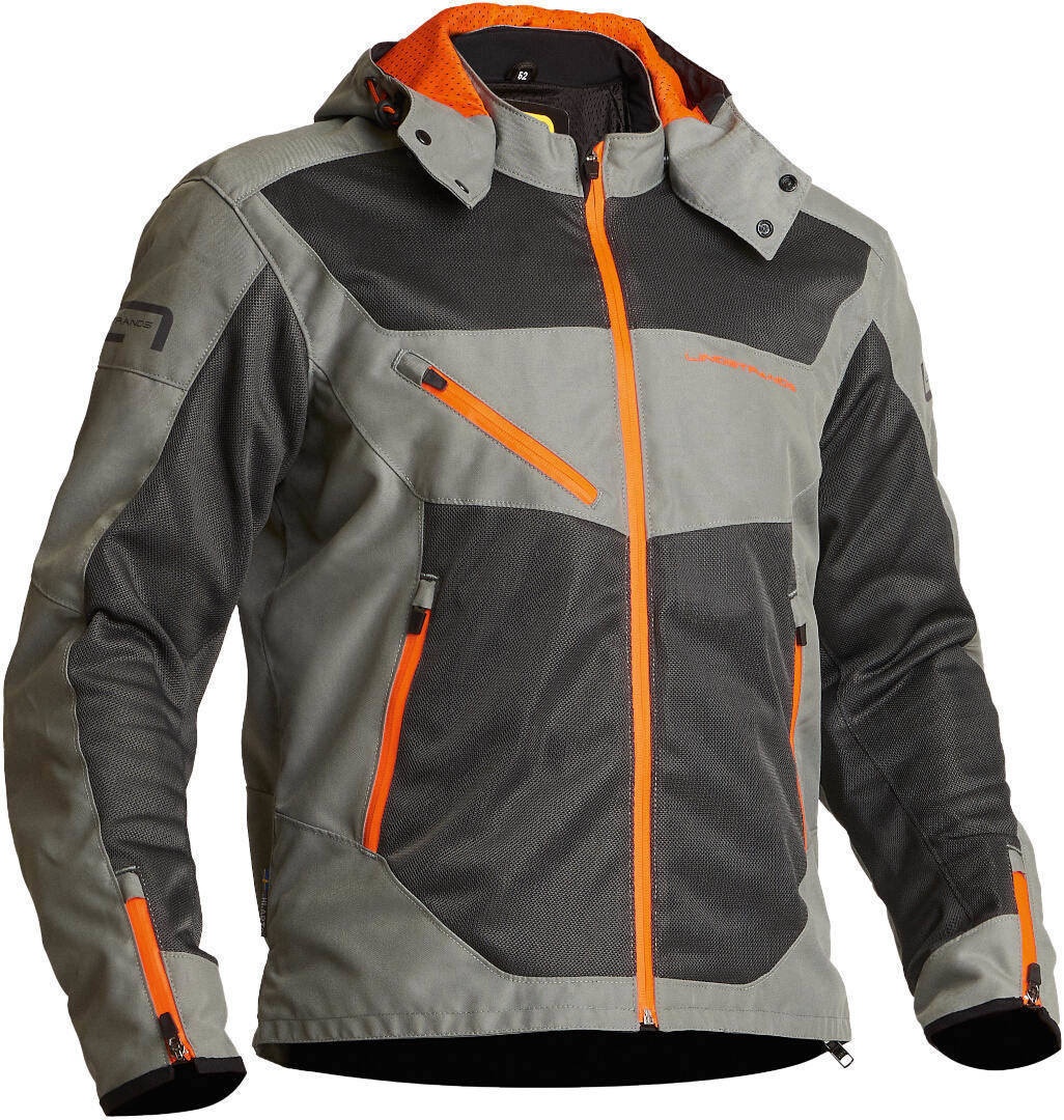 Lindstrands Rexbo Motorfiets textiel jas, grijs-oranje, 60
