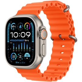 Apple Watch Ultra 2 GPS+Cellular 49 mm Titaniumgehäuse, Ocean Armband orange One Size