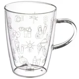 Gräwe Thermotasse 0,3 Liter - doppelwandiges Henkel-Glas mit Sommer-Motiven