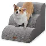 Ezkamfort Hundetreppe 3 Stufen,rutschfeste Haustiertreppe Für Kleine Hunde,Waschbarer Hundetreppe 41cm Hoch, Hunde Treppen mit Abnehmbarem,Waschbarem Bezug Und Rutschfestem Boden