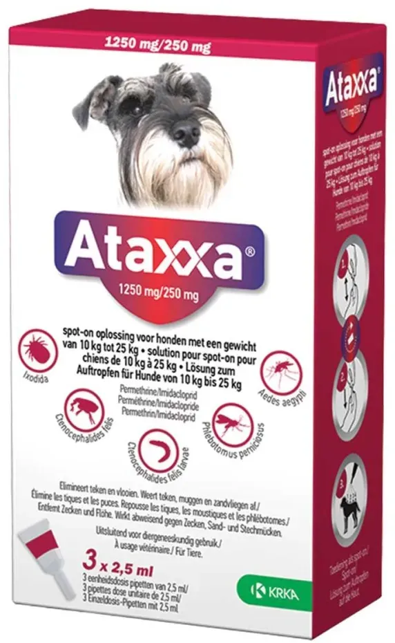 Ataxxa 1250 mg/250 mg Lösung zum Auftropfen für Hunde von 10-25