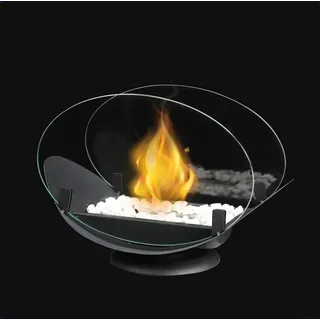 Olvy Tischkamin - Tischfeuer Komplettset - 32CM - inkl. Dekosteine - Bioethanol Kamin für Indoor & Outdoor - Schwarz