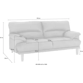 TRENDMANUFAKTUR 3-Sitzer TRENDMANUFAKTUR "Cecilia, Sofa in italienischem Design", silber, B:200cm H:87cm T:90cm, Sofas, mit tollem Sitzkomfort, extrabequeme Armlehnen, Holzfüße