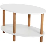 [en.casa] Couchtisch, Weiß Holzwerkstoff, Holz, Buche, Oval,Oval, 44x43x70 cm Wohnzimmer, Wohnzimmertische, Couchtische