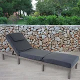 Mendler Poly-Rattan Sonnenliege HWC-A51, Relaxliege Gartenliege Liege Premium grau, Kissen dunkelgrau - Grau