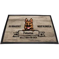 Tierisch-tolle Geschenke Fußmatte Hund „Du Brauchst Nicht Klingeln mit Hundemotiv und Namen (über 70 Rassen Verfügbar) | Innen | Außen | Waschbar | Witzig | Personalisiert (Schäferhund 1)
