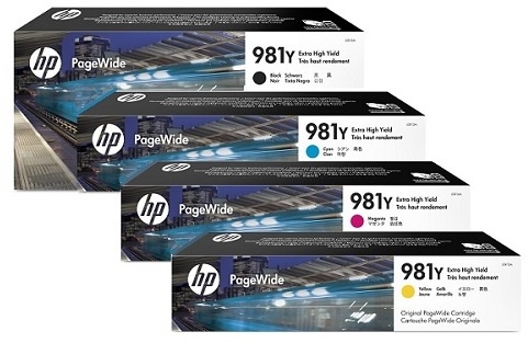 HP Tintenset 981y (Cyan, Magenta, Yellow, Schwarz) für PageWide 556 / 586, 1x 20.000 und 3x 16.000 Seiten - HP Power Services Partner
