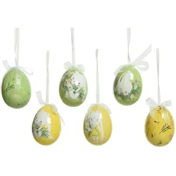 Decoris 8 Ostereier 5cm zum Aufhängen Hängedeko Osterdeko Blumen Tieremuster Pastell