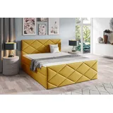 Bett mit Matratze und Lattenrost HALKA – 180x200, gelb 1 + ER Topper - Gelb