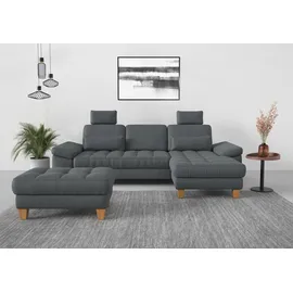 sit&more Ecksofa SIT & MORE "Westham L-Form", grau, B:275cm H:88cm T:172cm, 100% Polyester, Sofas, Ecksofa, mit Recamiere, mit oder ohne Bettfunktion, Bettkasten, Füße Eiche