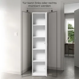 home collective Bücherregal Kleiderschrank Regal 40cm breit 180cm hoch Schrank Organizer Mehrzweckschrank mit 4 verstellbaren Einlegeböden Aktenschrank in weiß - Weiß