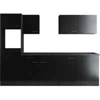 Respekta Küchenzeile 280 cm Grau Schwarz